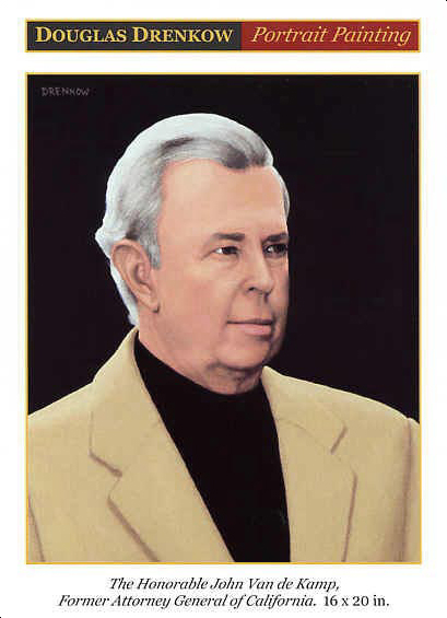 Postcard of Portrait Painting of John Van de Kamp, Former Attorney General of California
