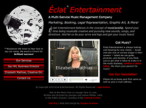 Eclat Entertainment home page, with classic Man in the Moon video